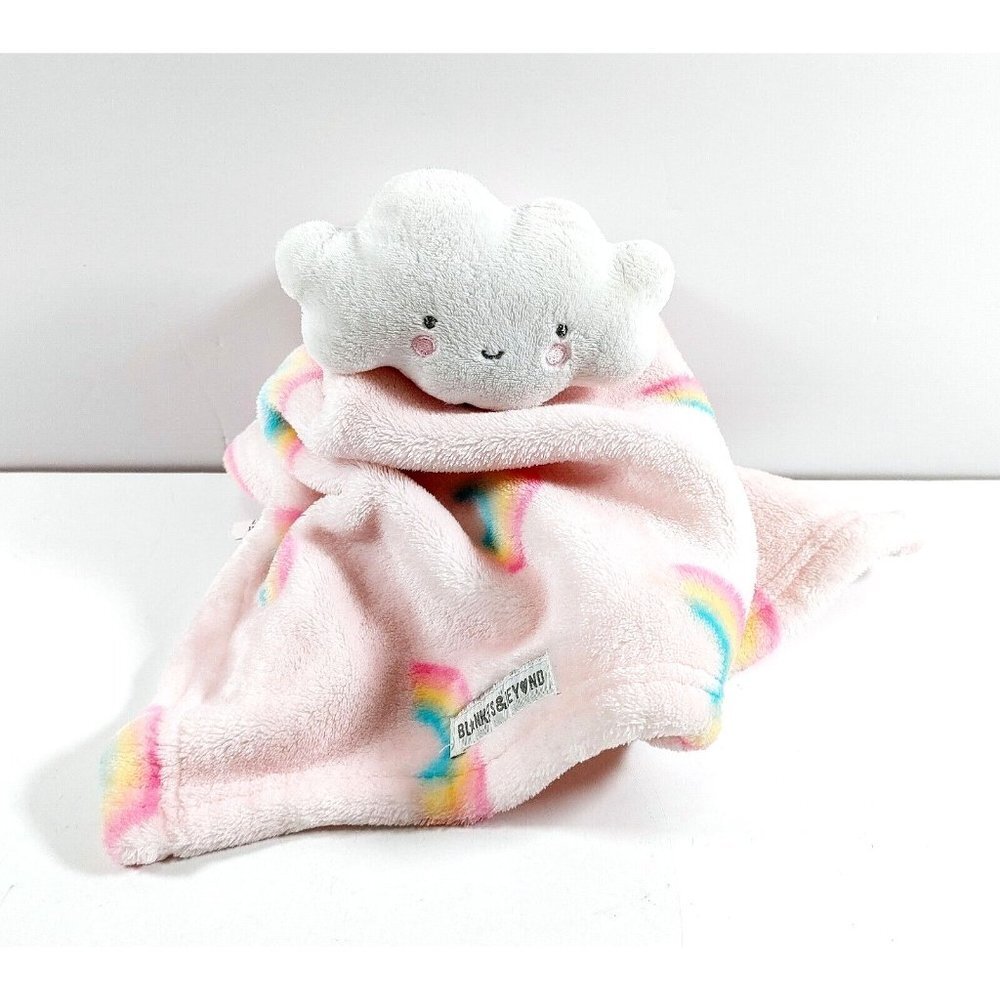 Blankets and Beyond Lovey Pink Rainbows White Cloud Plush Baby Security  Blanket